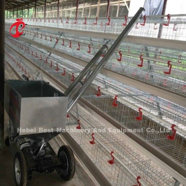 Trabajo de alimentación del carro del pollo automático para la jaula Doris Shi del pollo de 3 gradas o de 4 gradas